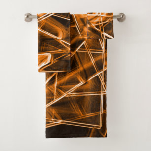 Square corners and 'neon' orange spots bath towel set