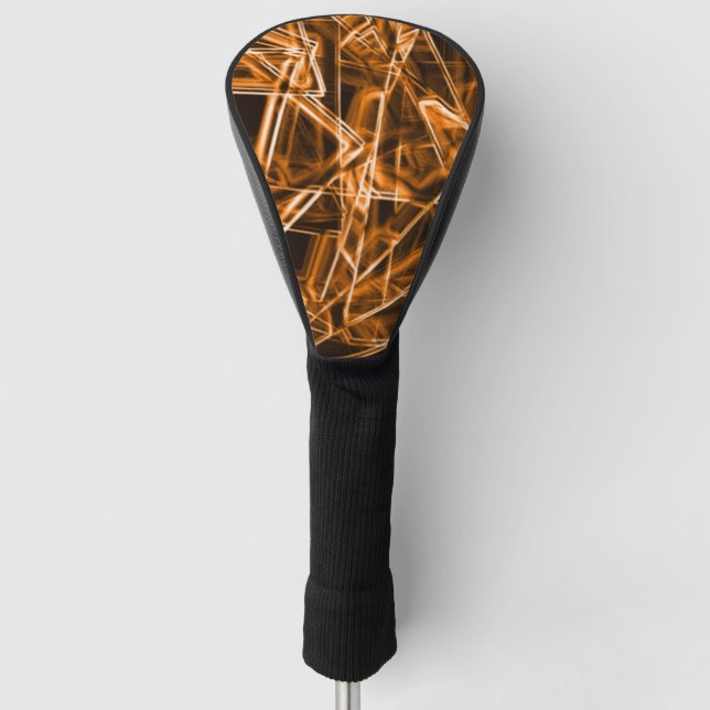 Square corners and 'neon' orange spots golf head cover (Front)