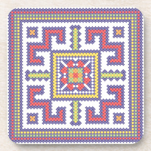 Square cross-stitch pattern coaster