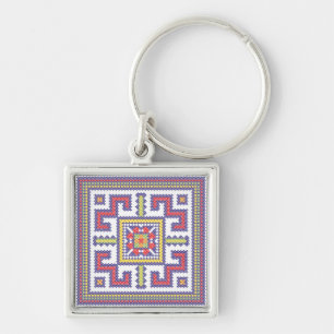 Square cross-stitch pattern keychain