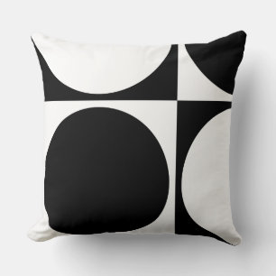 Square Cushion, Black&White Squares&Circles Throw Pillow