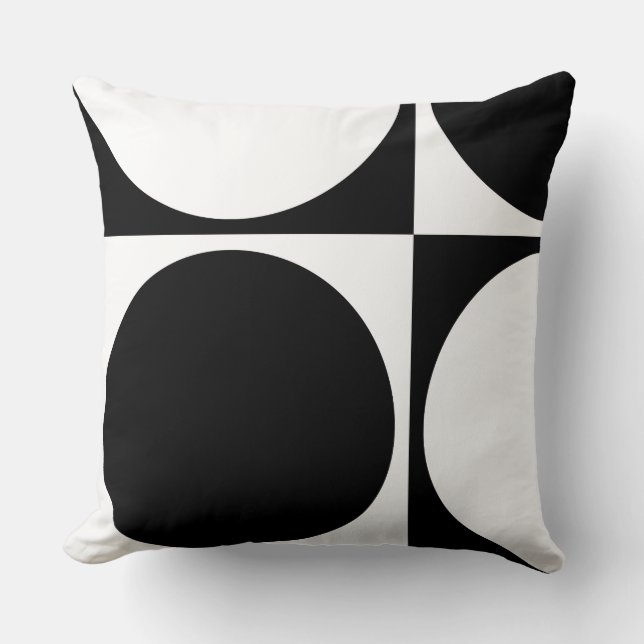 Square Cushion, Black&White Squares&Circles Throw Pillow (Front)