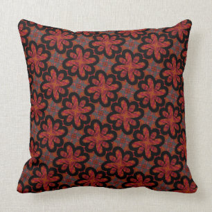 Square cushion Jimette Design red grey and black.