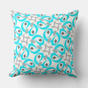 Square cushion Jimette Turquoise white gray design