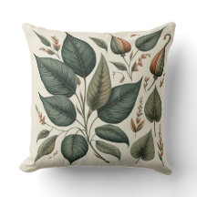 square cushion printed with leaves