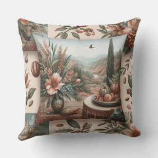 square cushion stamped with flowers adelfa