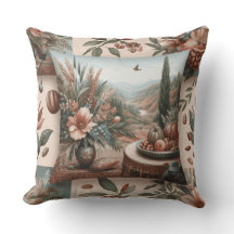 square cushion stamped with flowers adelfa