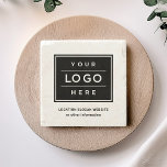 Square Custom Black Business Logo Company Branded Stone Coaster<br><div class="desc">A natural stone coaster featuring a clean white background with a framed black logo box and space to add your location,  slogan,  website,  or other business details below. Perfect as a branded accessory for corporate offices,  bars,  cafes,  restaurants,  and promotional giveaways. The logo and tagline fields are fully customizable.</div>