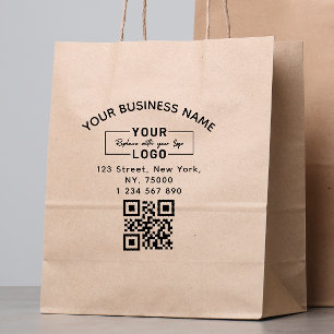 Square Custom Business Logo Qr Code & Address Rubber Stamp