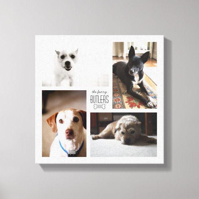 Square Custom Family Pet 4-Photo Canvas (Front)