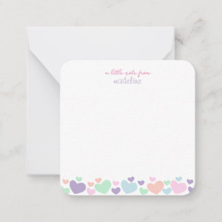 Square Cute Colourful Heart Girly Script Stationar Card
