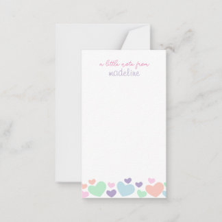Square Cute Colourful Heart Girly Script Stationar Card