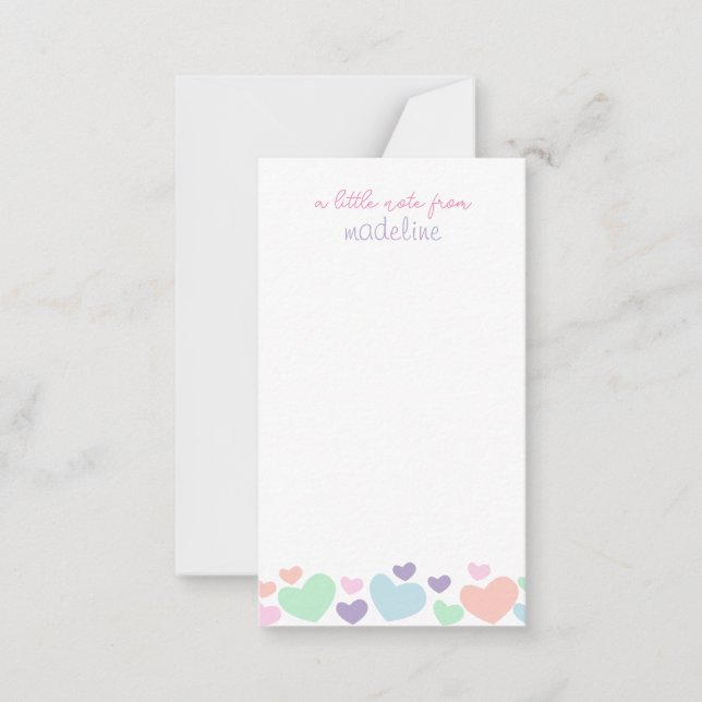 Square Cute Colourful Heart Girly Script Stationar Card (Front)