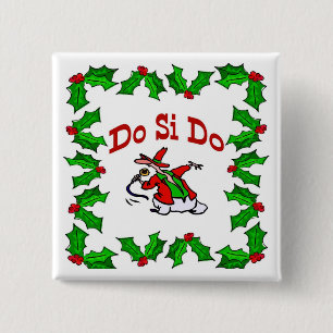 Square Dance Christmas Button