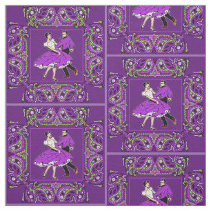 Square Dance Couple Purple And Purple Bandana 2 Fabric