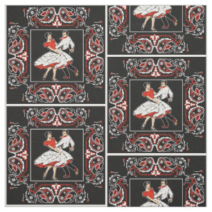 Square Dance Couple Red And Black  Bandana 2 Fabric