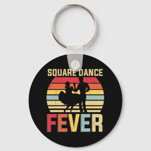 Square Dance Fever Cowboy Country Music Square Dan Keychain