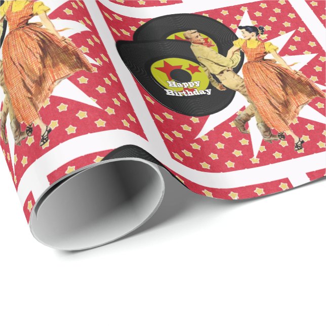 Square Dance or 50"s Dancers Happy Birthday Wrapping Paper (Roll Corner)
