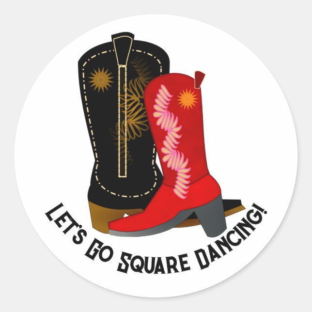 Square Dancing Boots Classic Round Sticker (Front)