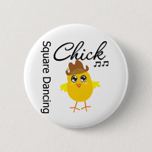 Square Dancing Chick 2 Inch Round Button