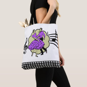 Square Dancing Couple  in Purple Check Outfits Tote Bag