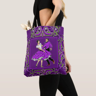 Square Dancing Couple Purple W/ Bandana Tote Bag