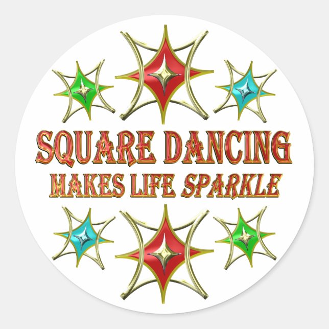 SQUARE DANCING FANCY STARS CLASSIC ROUND STICKER (Front)