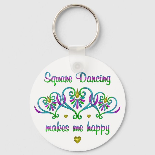 Square Dancing Makes Me Happy Keychain (Front)
