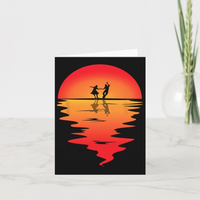 Square Dancing Sunset Square Dancer Vintage Square Card (Front)