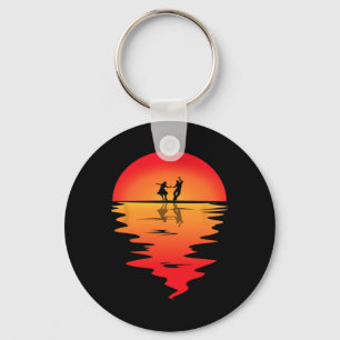 Square Dancing Sunset Square Dancer Vintage Square Keychain