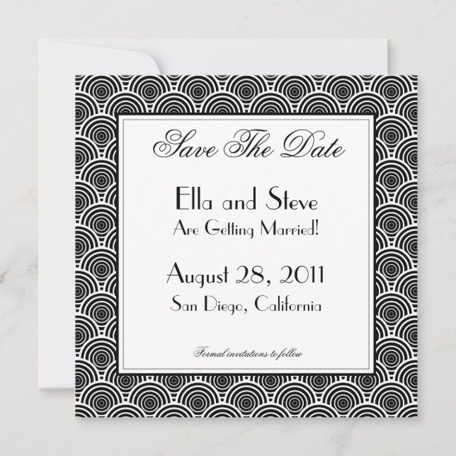 Square Deco Style Save The Date (Front)