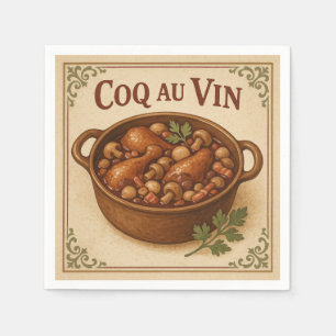 Square  Design (Coq au Vin, Retro Style) for USA Napkin