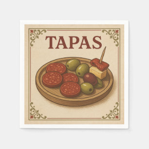Square  Design Tapas, Retro Style Napkin