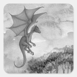 Square Dragon Sticker