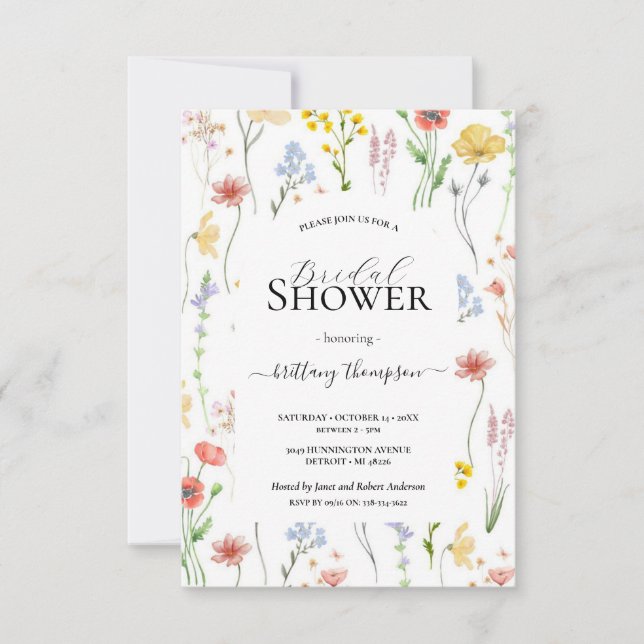 square,elegant modern floral,green botanical leave invitation (Front)