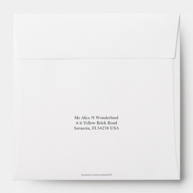 Square Envelope White Return Address (Back (Top Flap))