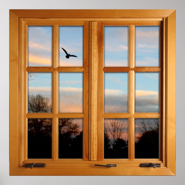 Square Faux Window Illusion - Flying Bird Poster (Front)