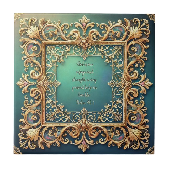 Square Filigree Frame Customizable Bible Verses  Tile (Front)