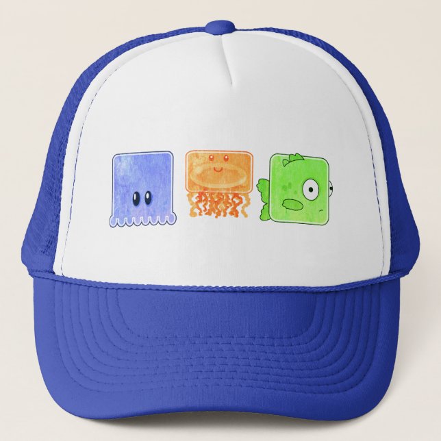 square  fish trucker hat (Front)