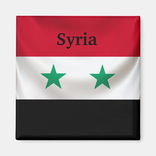 Square flag of Syria, ceremonial draped Magnet (Front)