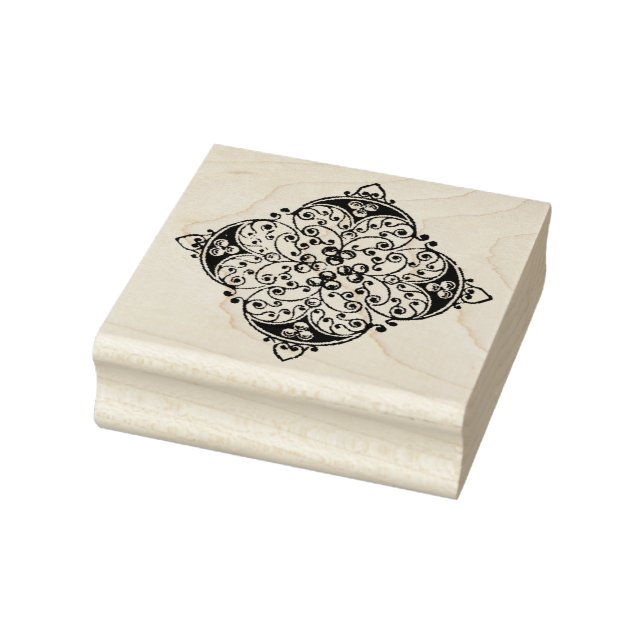 Square Floral Embellishment Rubber Art Stamp (Stamp)