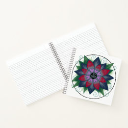 Square floral hearts mandala notebook