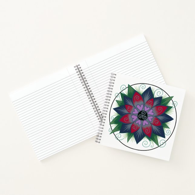 Square floral hearts mandala notebook (Inside)