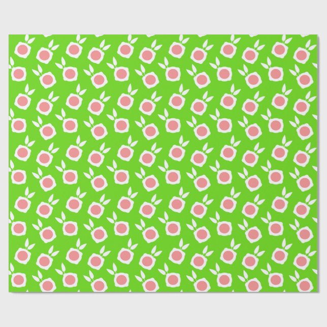 square flowers green wrapping paper (Flat)
