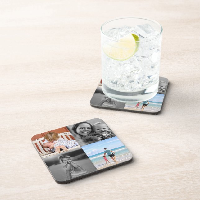 Square Four Quarters Photo Collage  Coaster (Right Side)