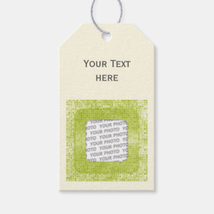 Square Frame dots III + your photo, text & back. Gift Tags