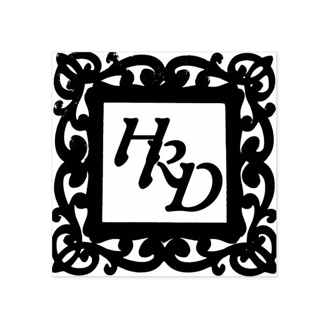 Square Frame Monogram Rubber Stamp (Imprint)
