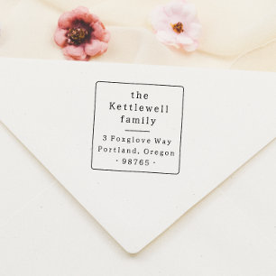 Square Frame Vintage Typography Return Address Self-inking Stamp