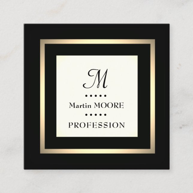 Square framed elegant classy luxury monogram business card (Front)