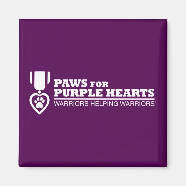 Square Fridge Magnet Button - Purple w White Logo (Front)